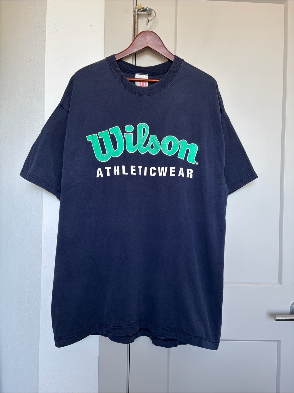 VINTAGE 1990s WILSON ATHLETIC WEAR GRAPHIC T-SHIRT BLUE MENS 2XL